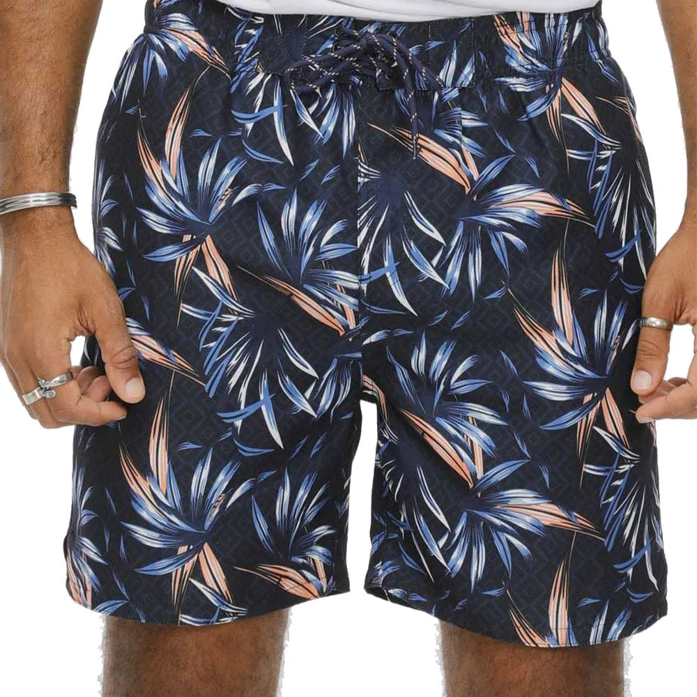 D555 Hawaiian Print Swim Shorts | Navy