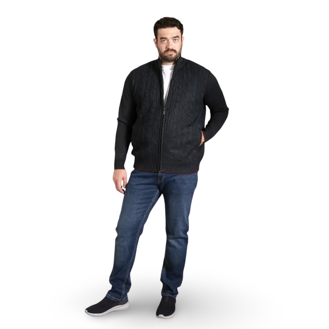 D555 Full Zip Lined Sweatshirt | Gillingham Navy Marl