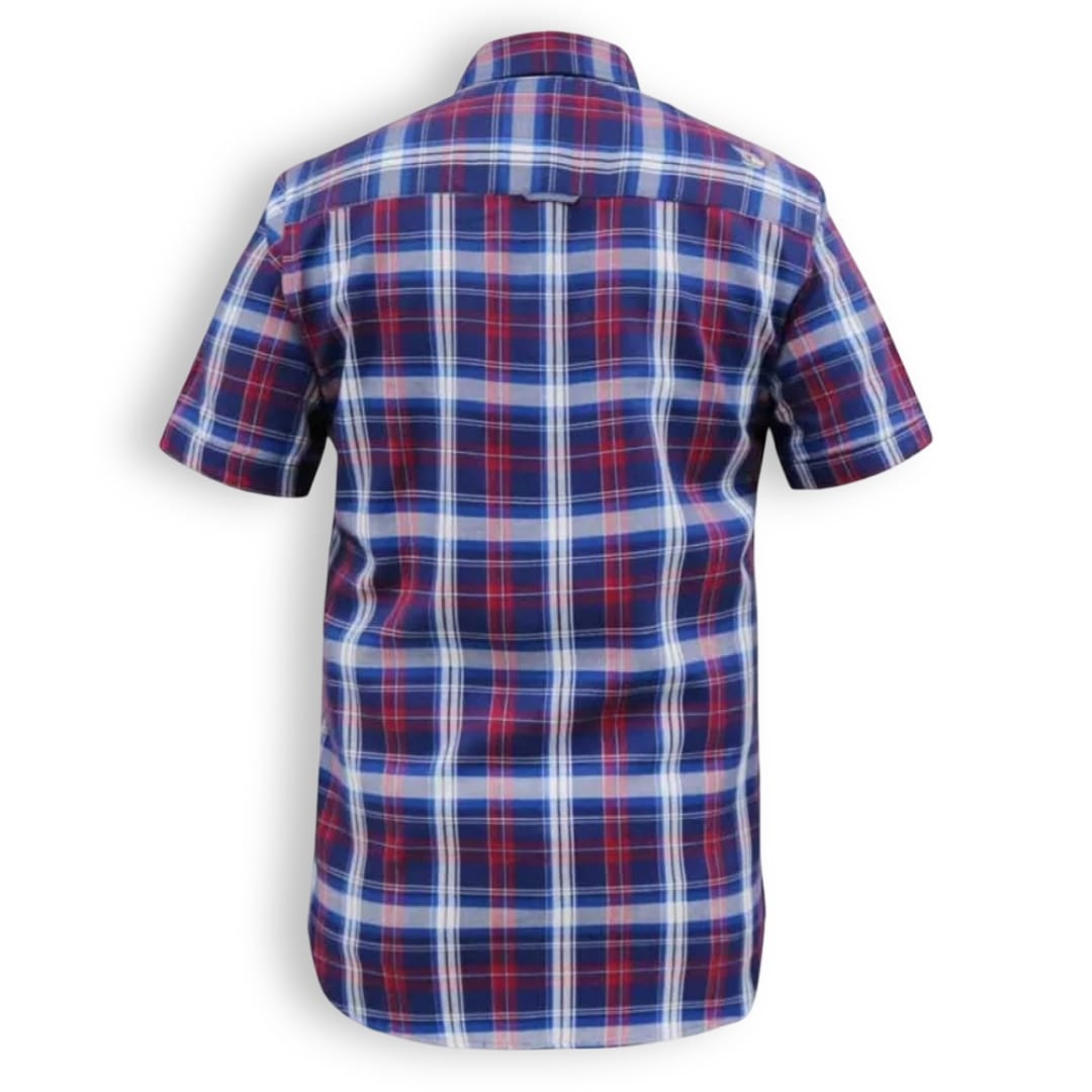 D555 Short-Sleeve Check Shirt | Portland Blue/Red