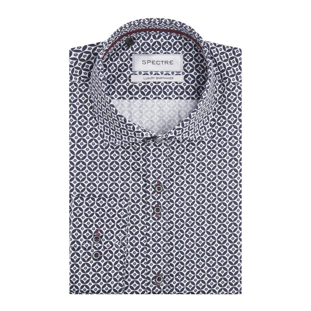 Spectre Printed Shirt | Blake White/Navy