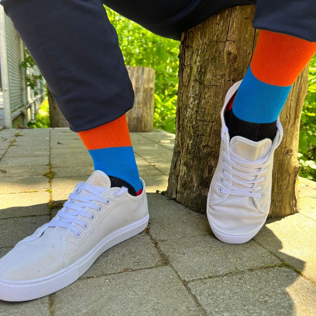 Swole Panda Bamboo Socks | Multi Block Striped