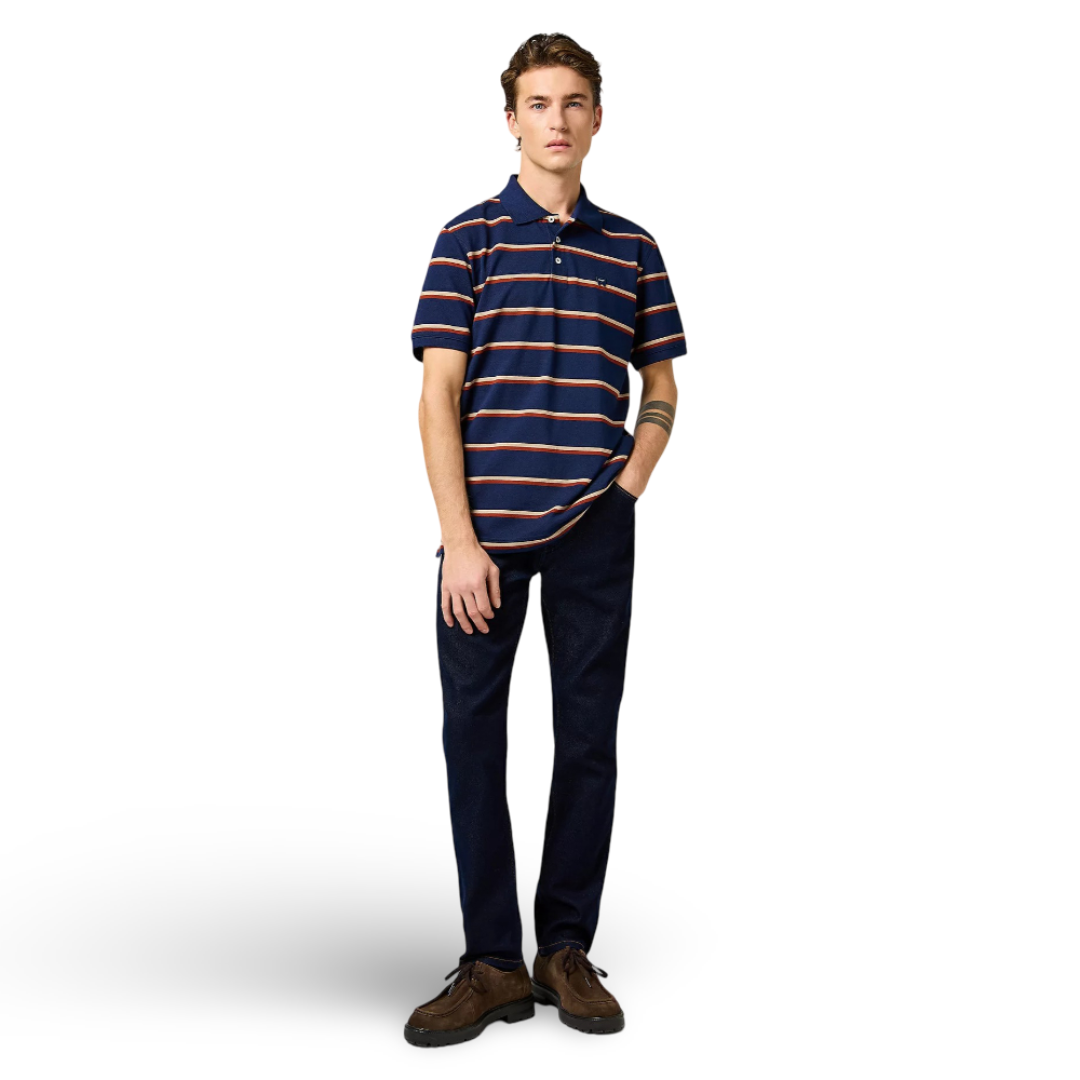 Wrangler Stripe Polo | Navy