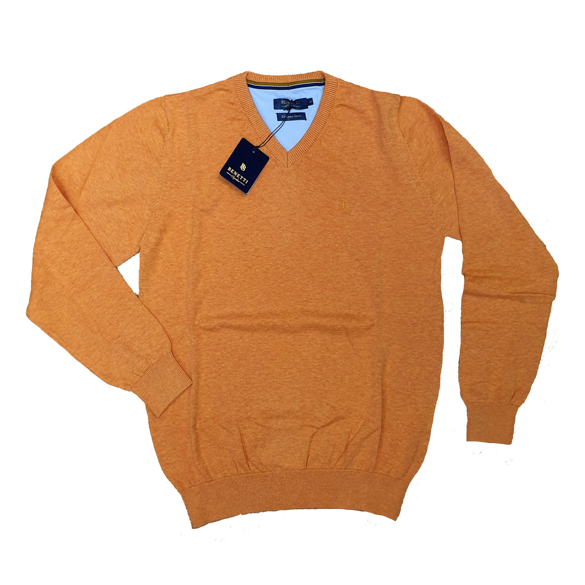 Mens orange clearance v neck sweater