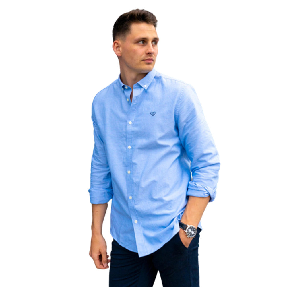 Walker & Hunt - Light Blue Slim Fit Oxford Shirt