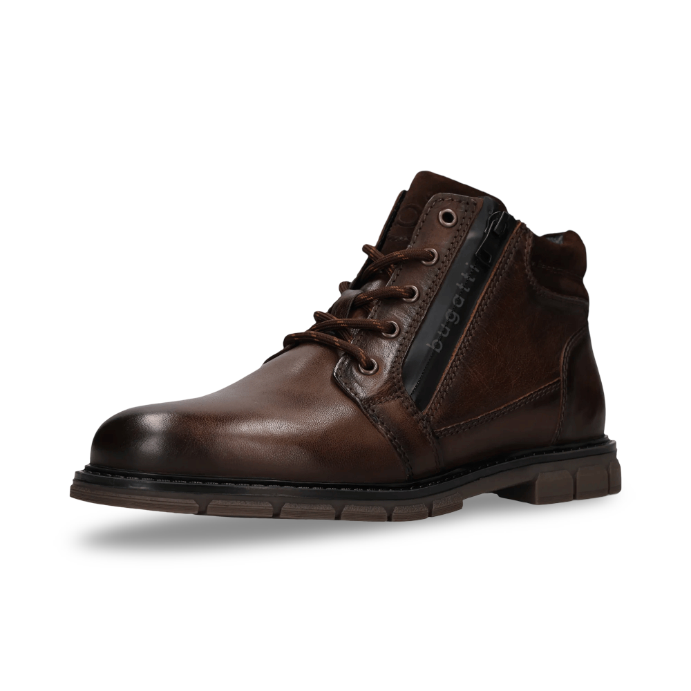 Bugatti Lace Boot with Zip | Mate Dark Brown