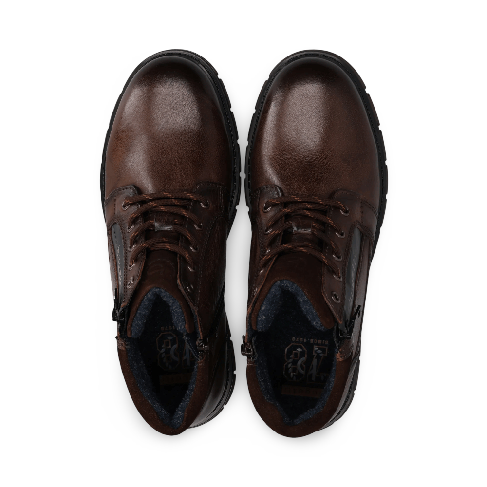 Bugatti Lace Boot with Zip | Mate Dark Brown