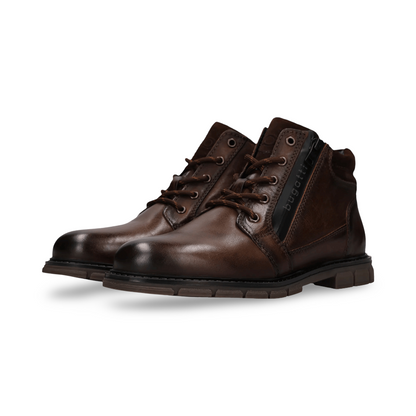Bugatti Lace Boot with Zip | Mate Dark Brown