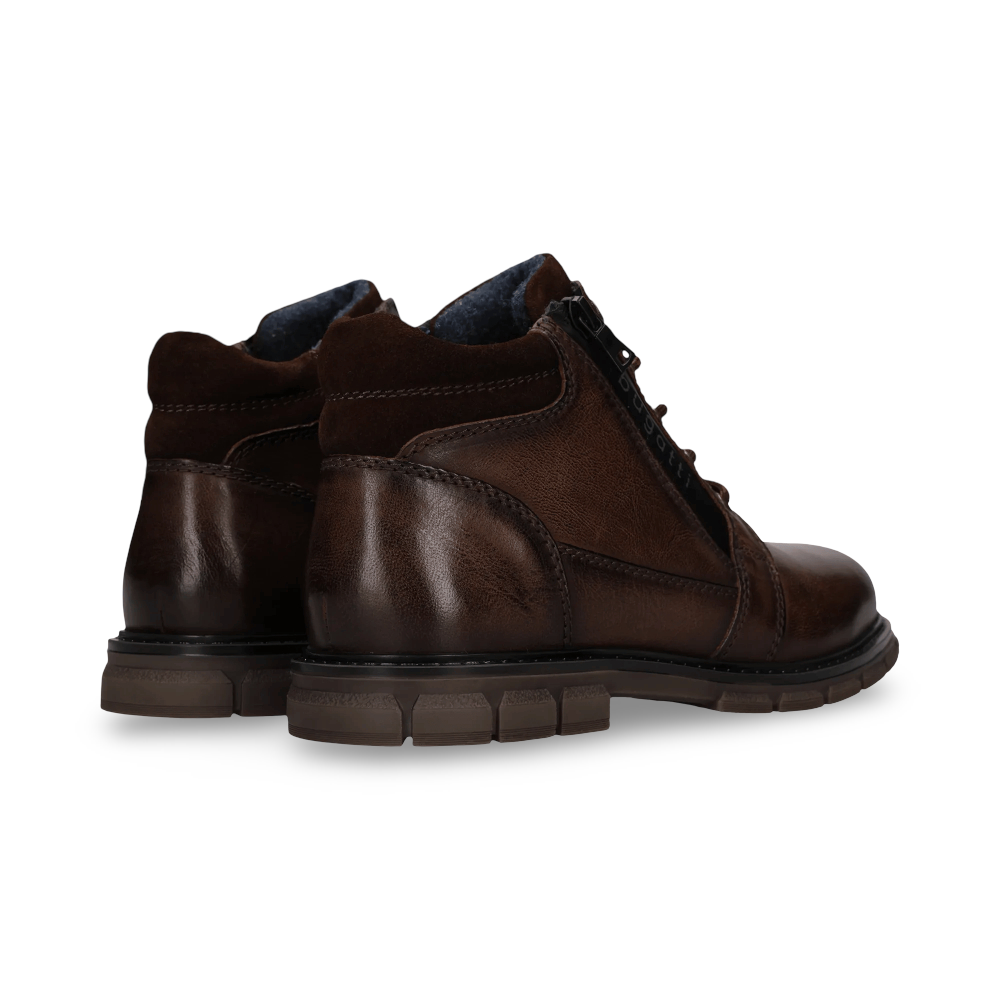 Bugatti Lace Boot with Zip | Mate Dark Brown