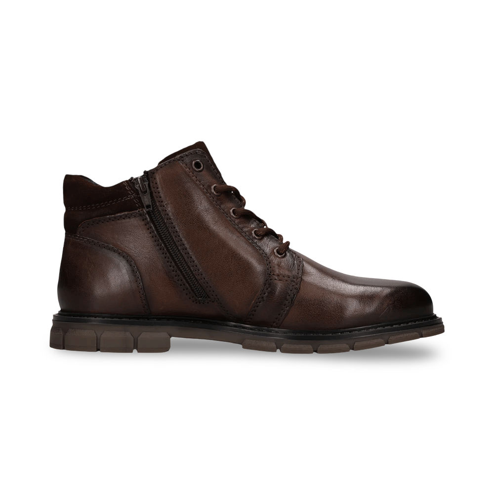 Bugatti Lace Boot with Zip | Mate Dark Brown