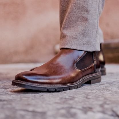 Bugatti Slip On Chelsea Boot | Merlo Dark Brown