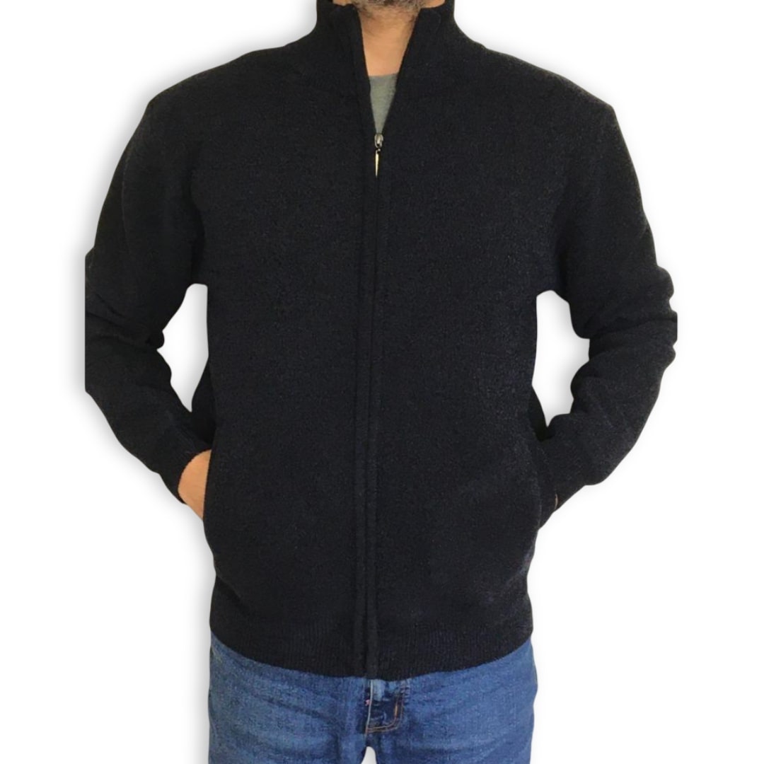 Carabouu Zip Fleece Lined Cardigan | Dorset Charcoal