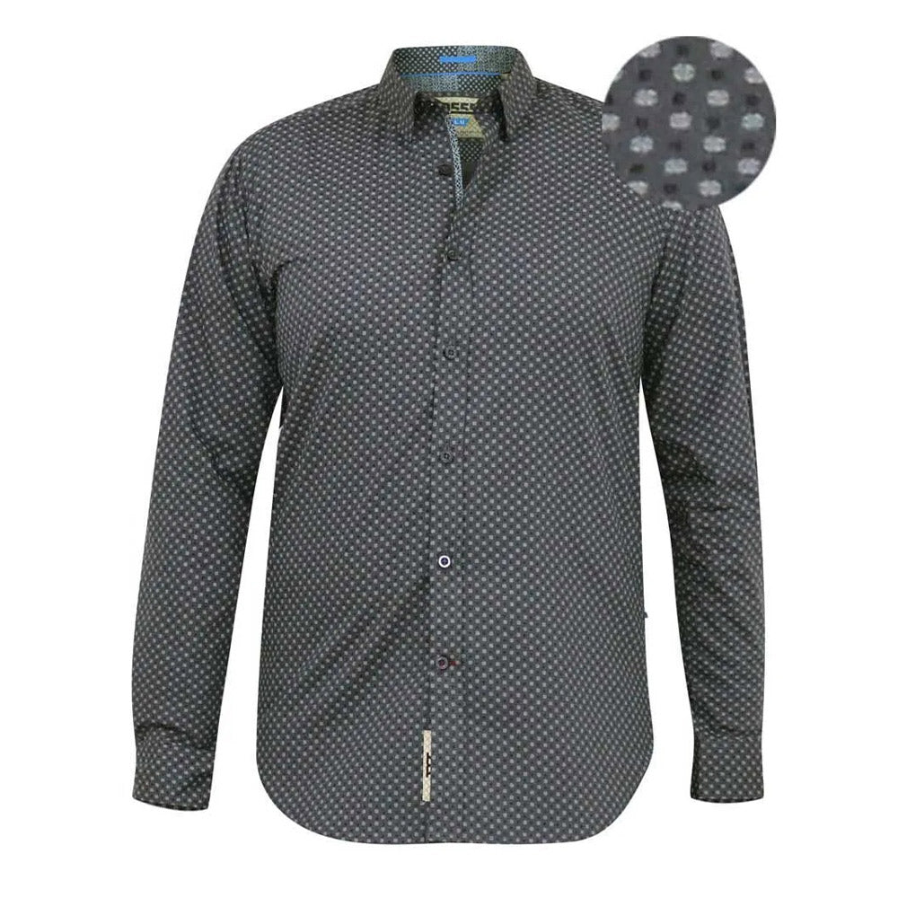 D555 Printed Long Sleeve Shirt | Keaton Grey