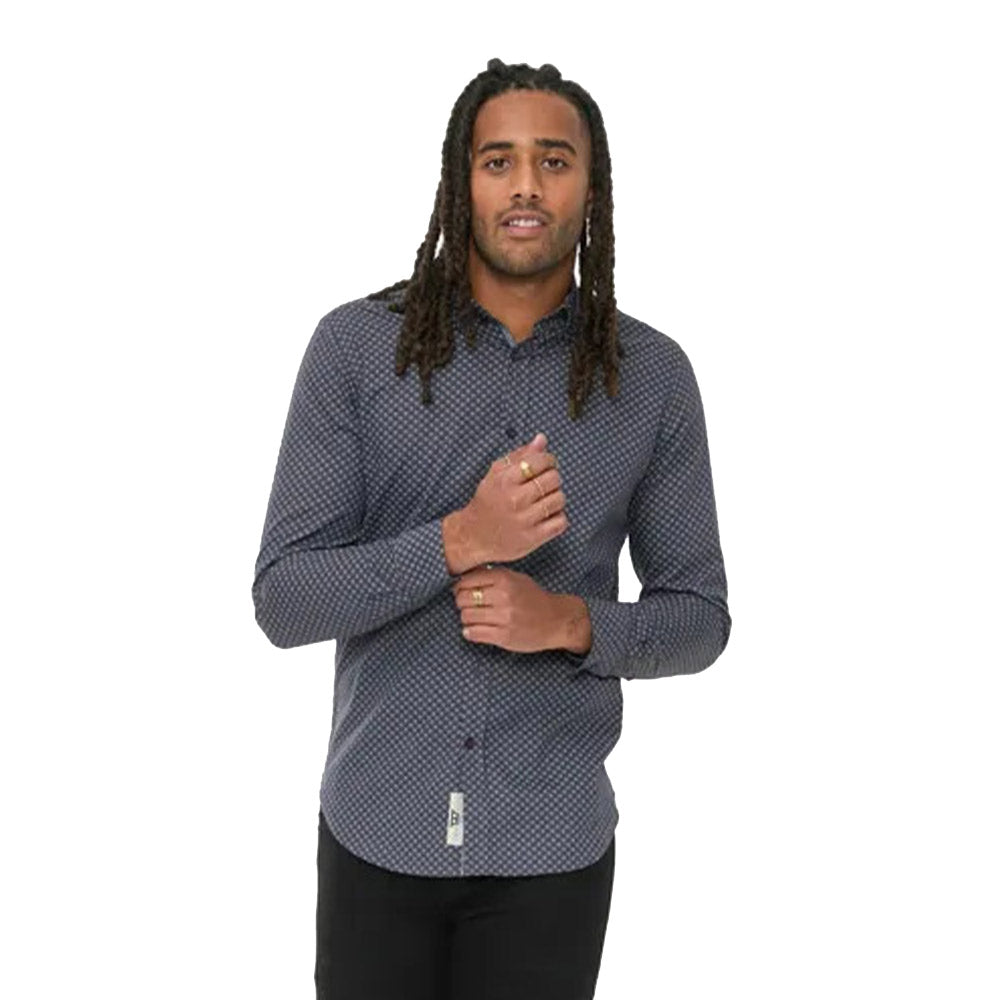 D555 Printed Long Sleeve Shirt | Keaton Grey