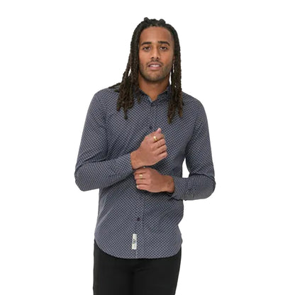 D555 Printed Long Sleeve Shirt | Keaton Grey