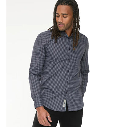 D555 Printed Long Sleeve Shirt | Keaton Grey