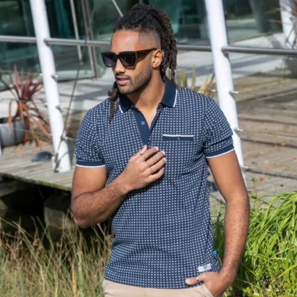 D555 Polo Shirt | Coventry Navy Print