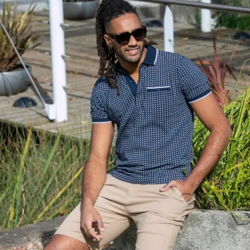 D555 Polo Shirt | Coventry Navy Print