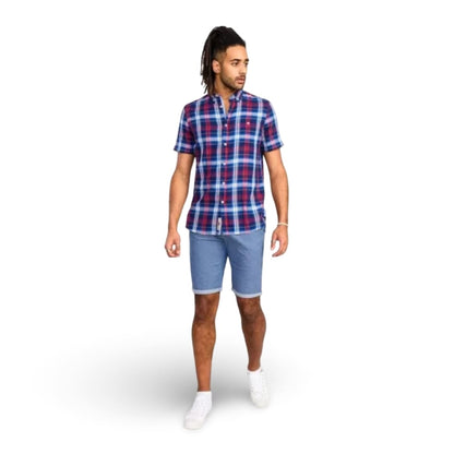 D555 Short-Sleeve Check Shirt | Portland Blue/Red