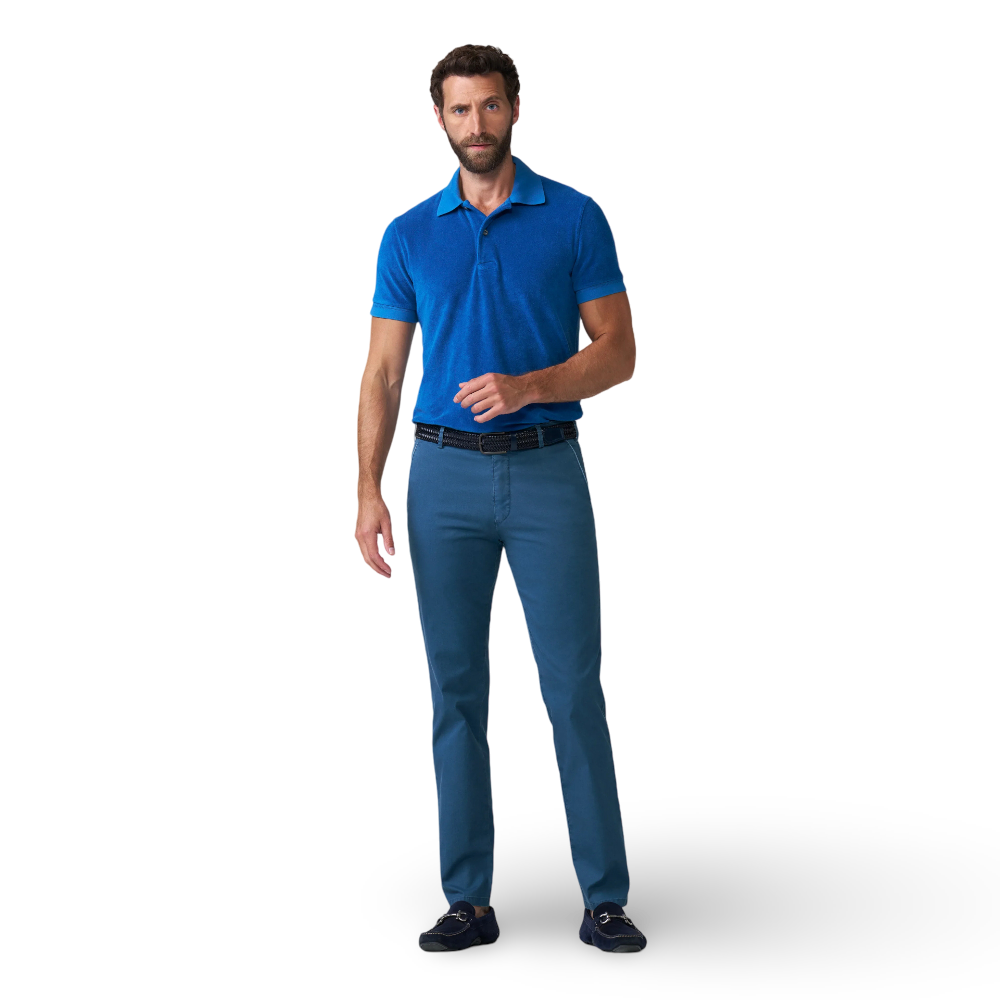 Meyer Two Tone Stretch Chino | New York Blue