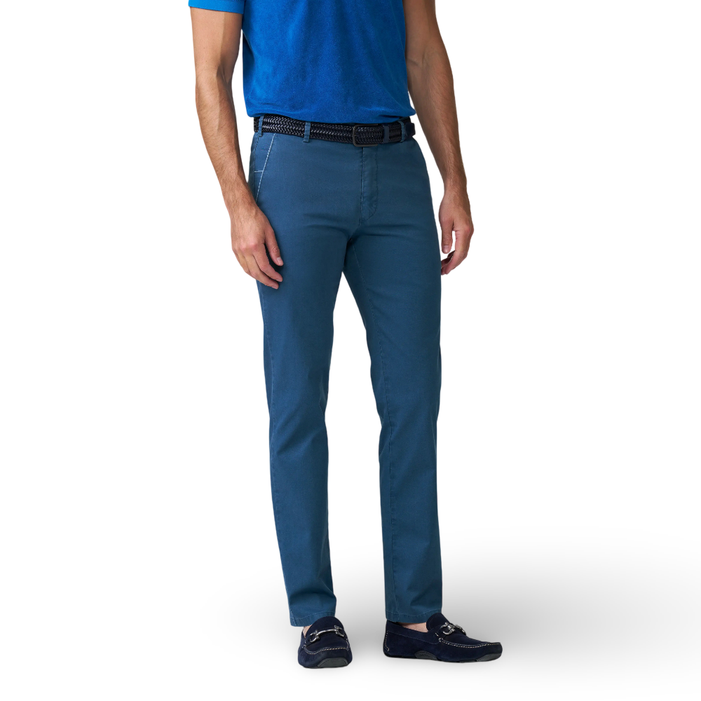 Meyer Two Tone Stretch Chino | New York Blue