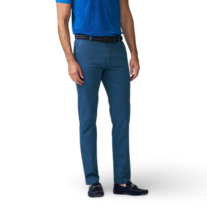 Meyer Two Tone Stretch Chino | New York Blue