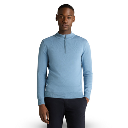 Remus Uomo Half Zip Knitwear | Sky Blue