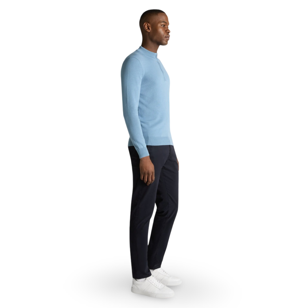 Remus Uomo Half Zip Knitwear | Sky Blue