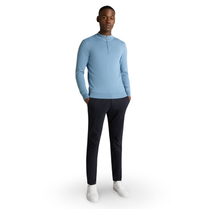 Remus Uomo Half Zip Knitwear | Sky Blue