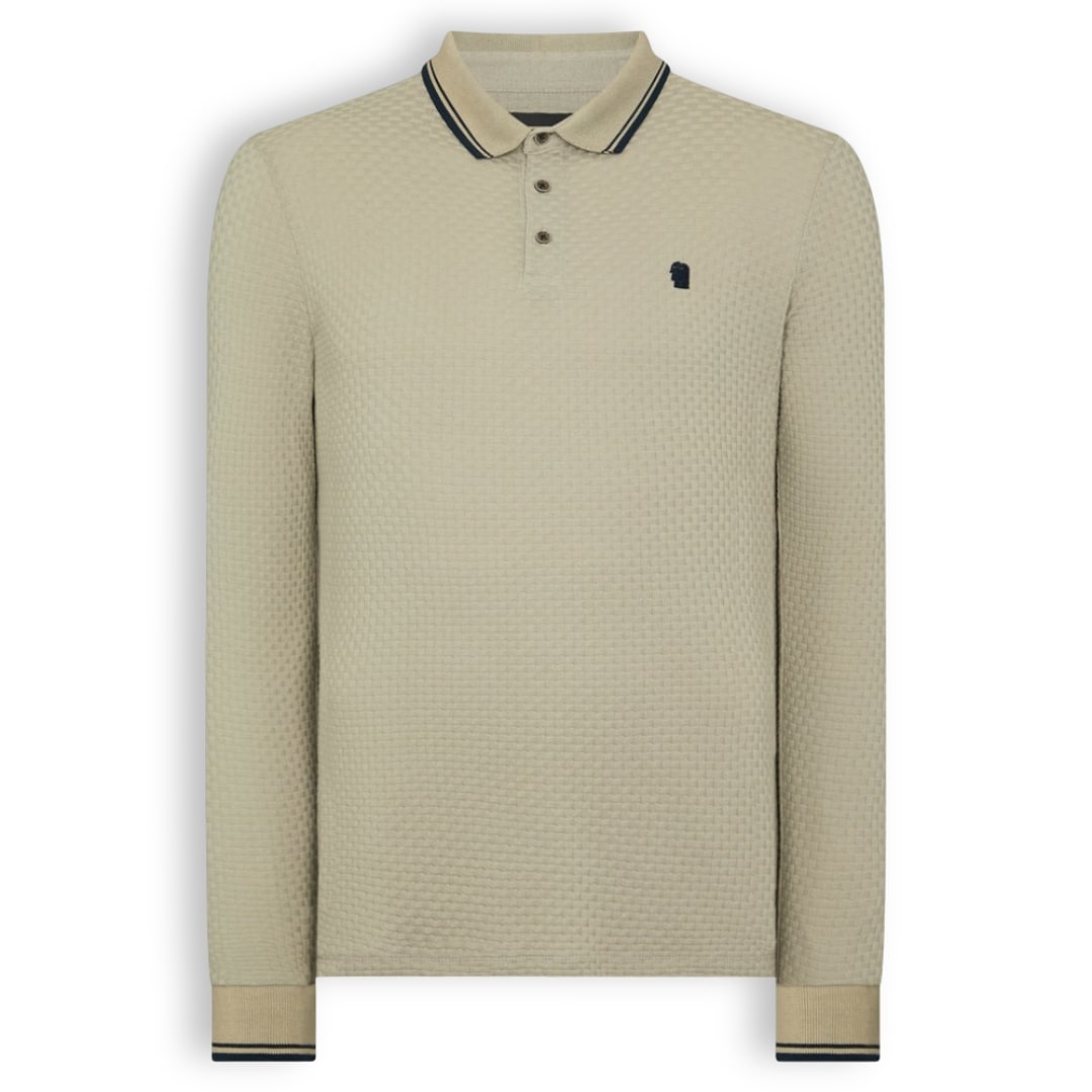 Remus Uomo Long Sleeve Jersey Polo | Stone