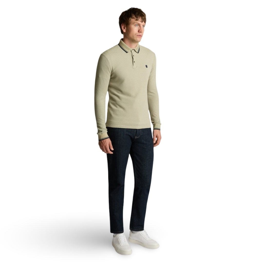 Remus Uomo Long Sleeve Jersey Polo | Stone
