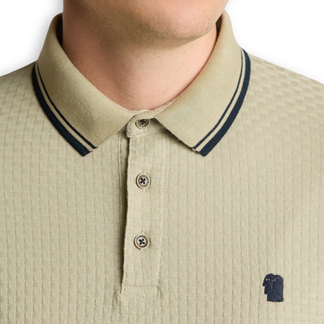 Remus Uomo Long Sleeve Jersey Polo | Stone