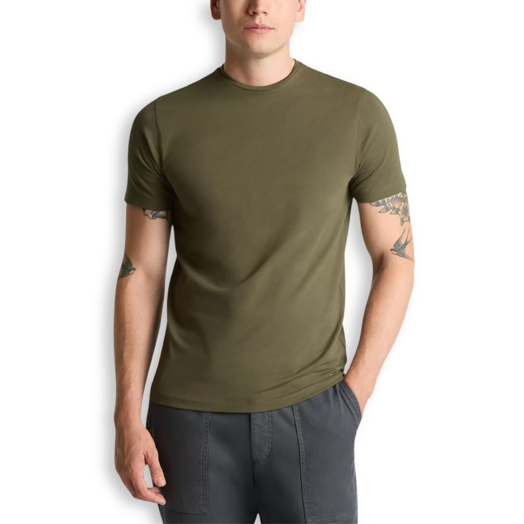 Remus Uomo Stretch Cotton Tee | Khaki