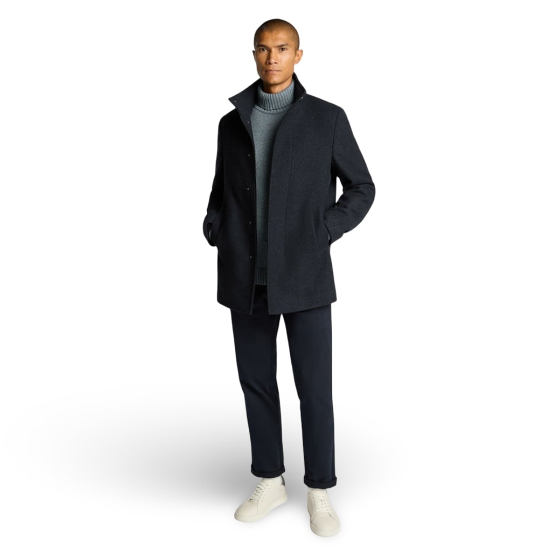 Remus Uomo Wool Blend Overcoat | Jacob Navy