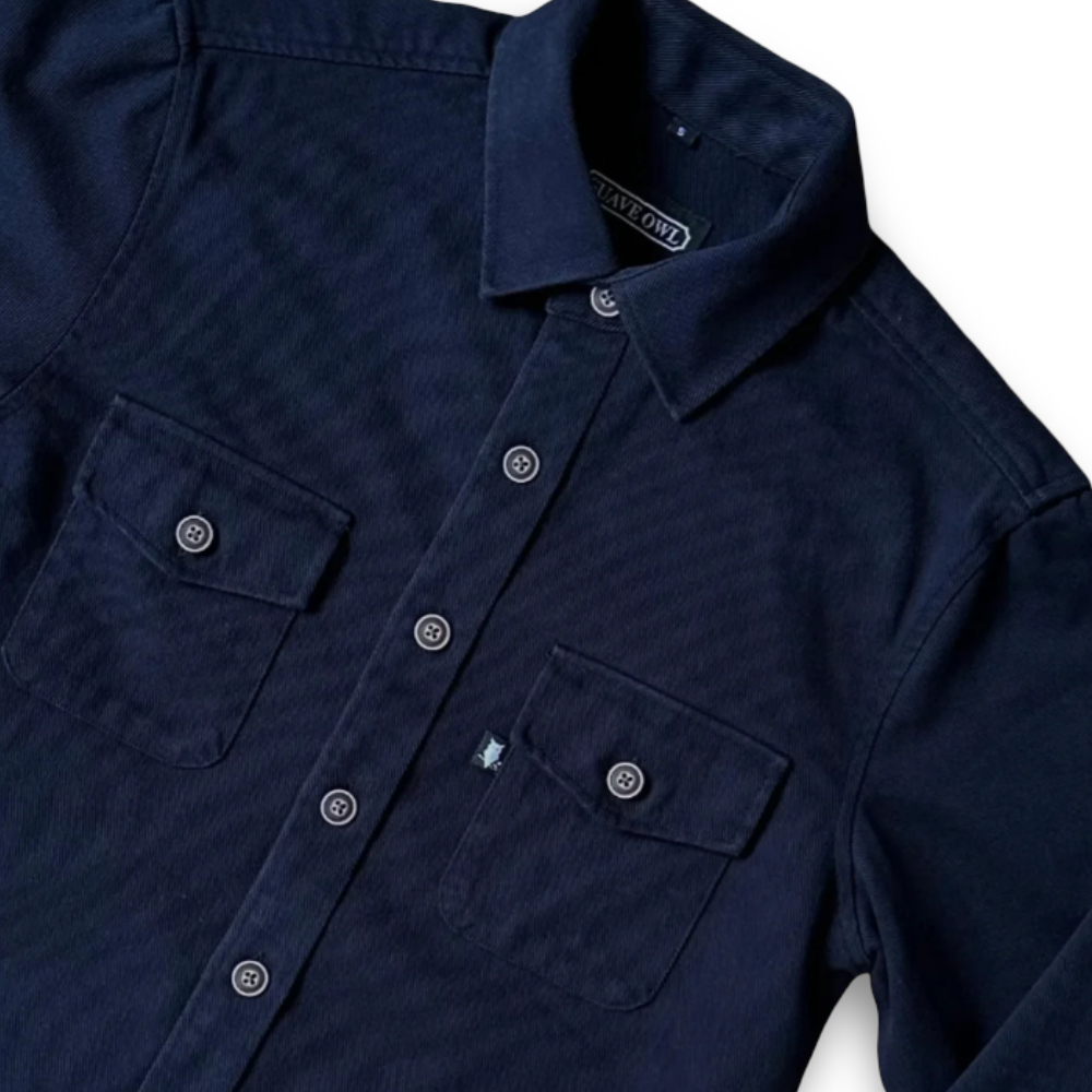 Suave Owl Twill Overshirt | Dark Navy