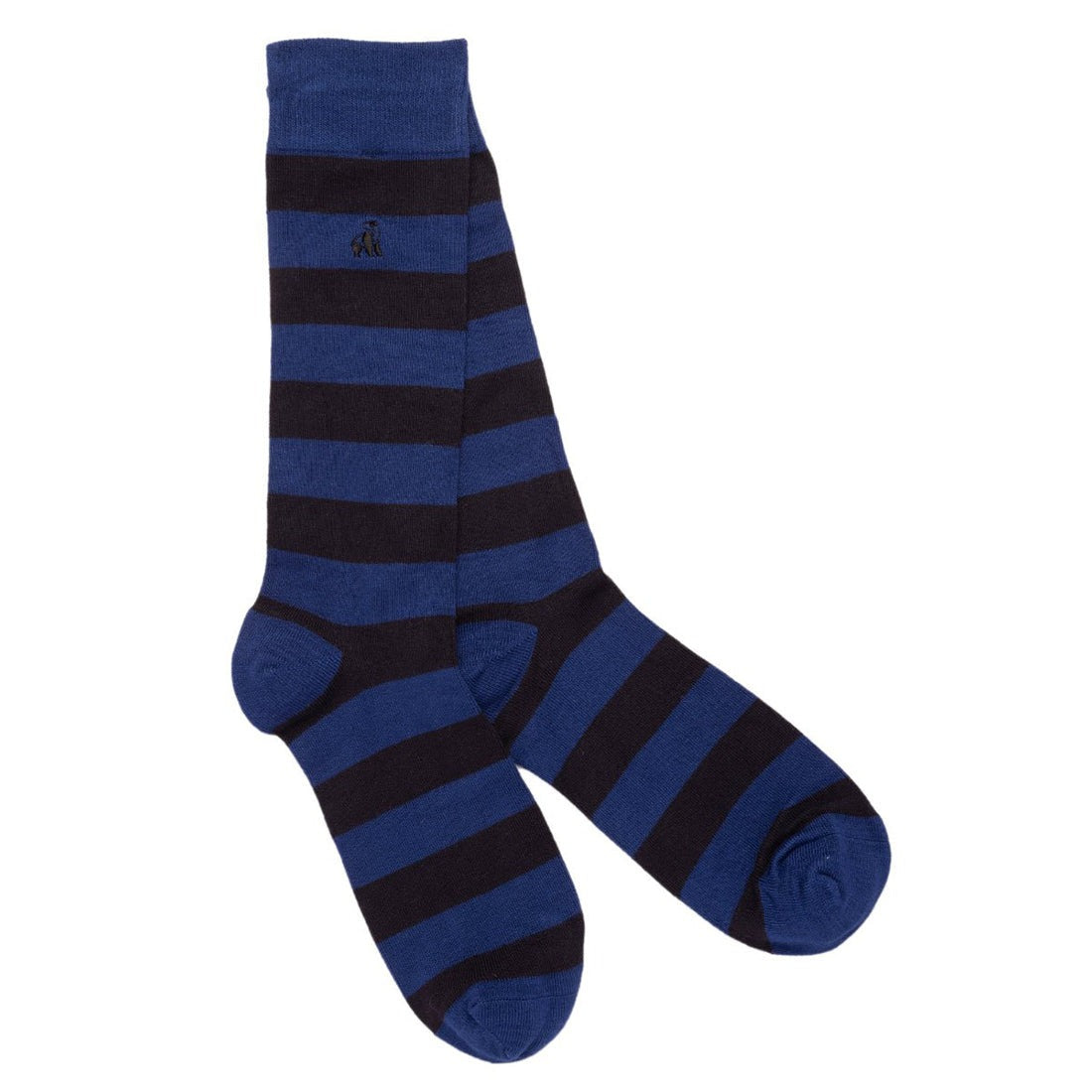 Swole Panda Bamboo Socks | Navy & Charcoal Striped