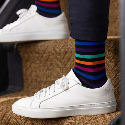 Swole Panda Bamboo Socks | Black Multi Striped
