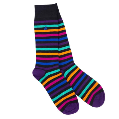 Swole Panda Bamboo Socks | Black Multi Striped