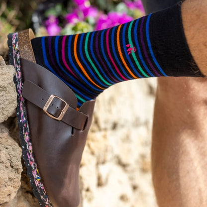 Swole Panda Bamboo Socks | Black Multi Striped