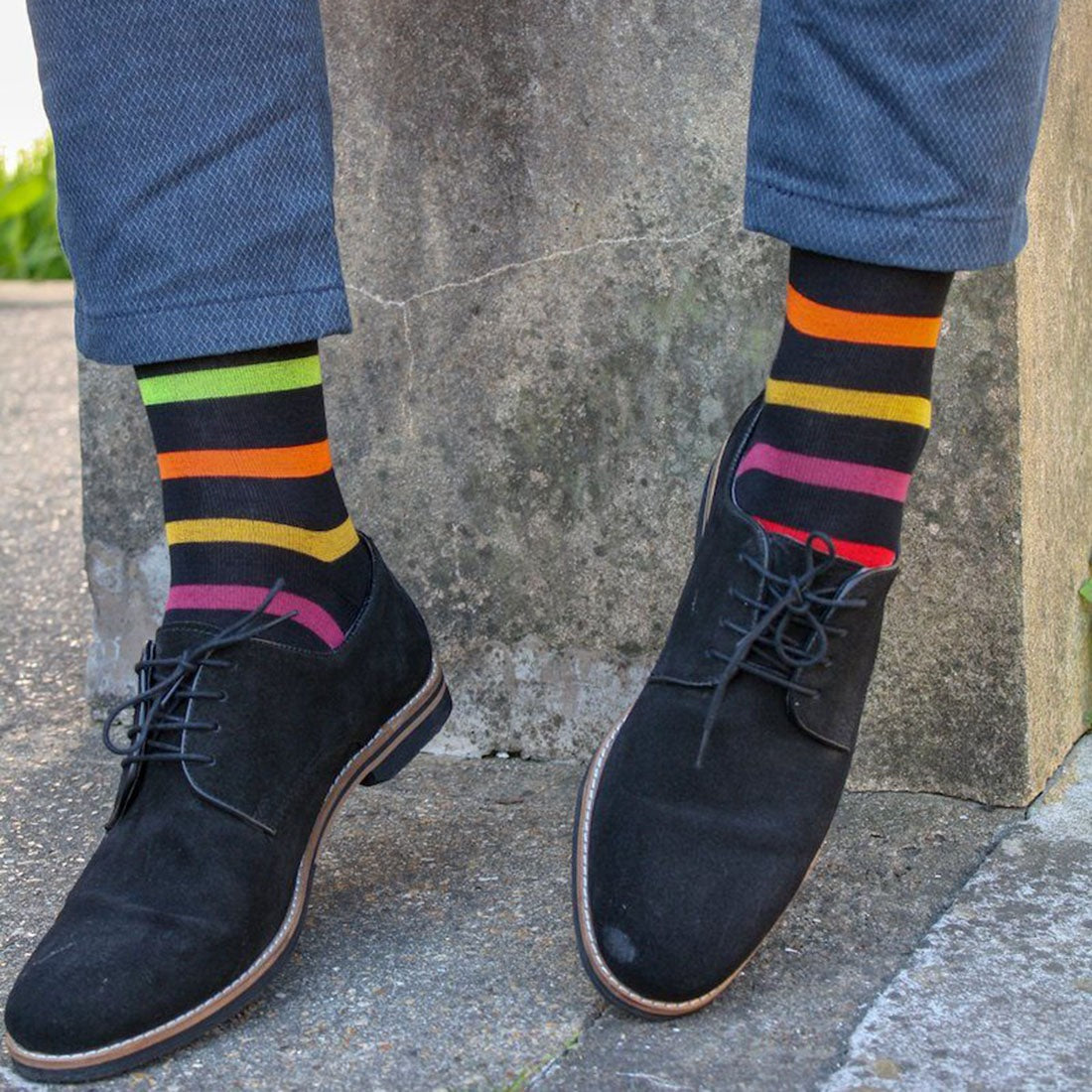 Swole Panda Bamboo Socks | Black Small Striped