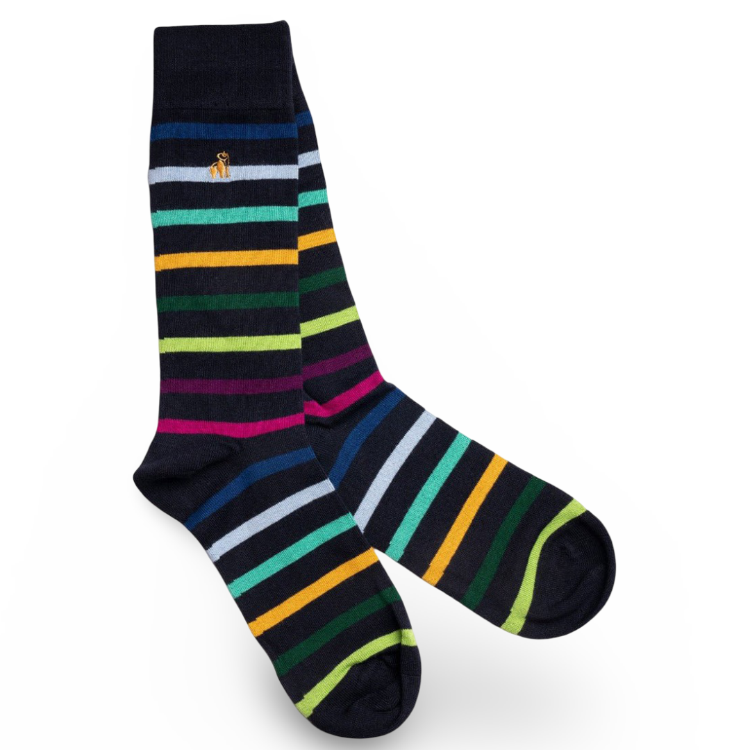Swole Panda Bamboo Socks | Black Small Striped