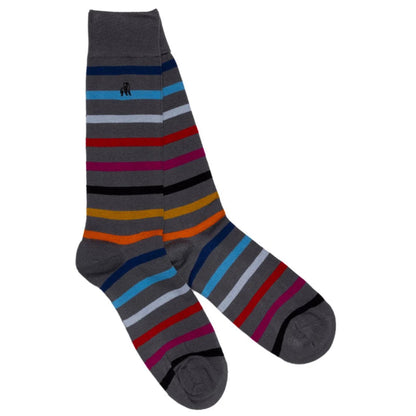Swole Panda Bamboo Socks | Grey Striped