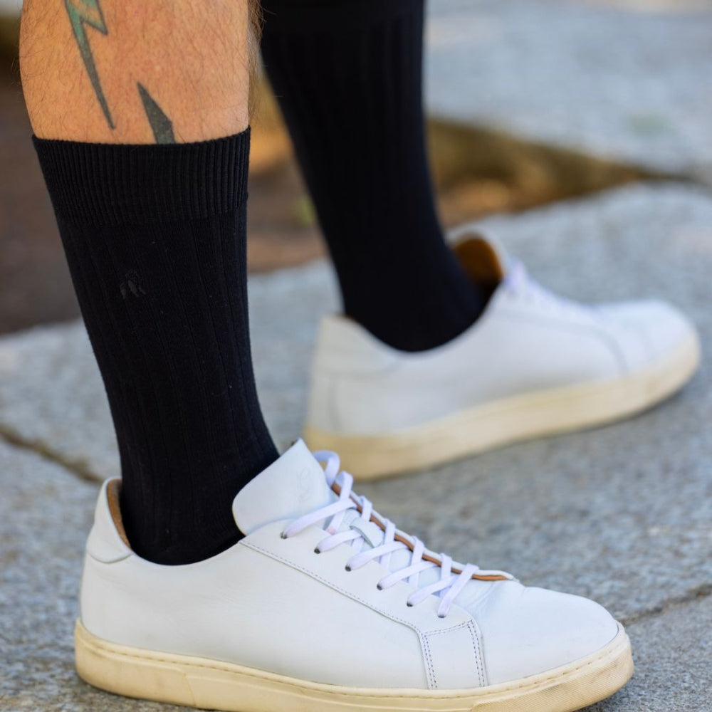 Swole Panda Bamboo Socks | Jet Black Ribbed