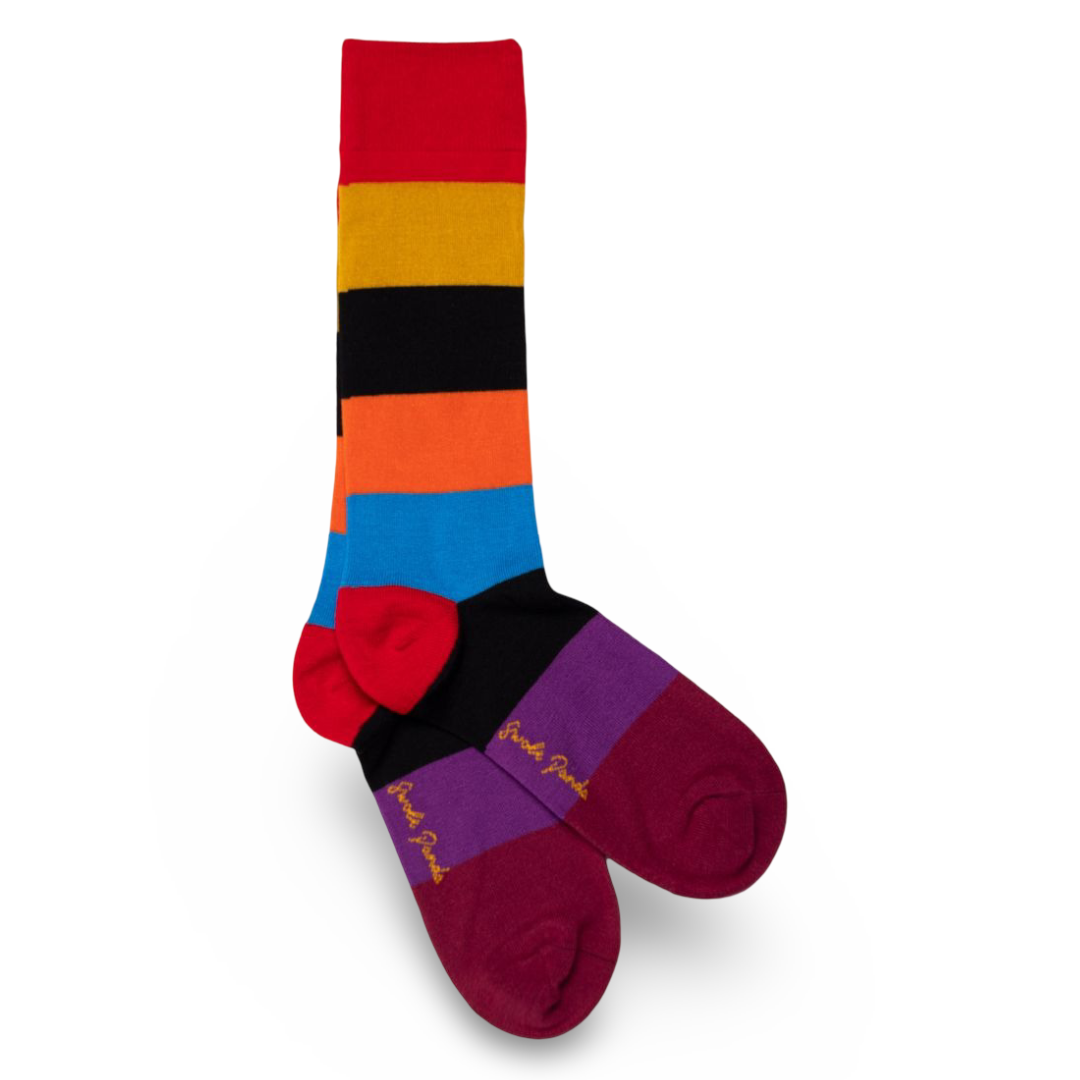 Swole Panda Bamboo Socks | Multi Block Striped