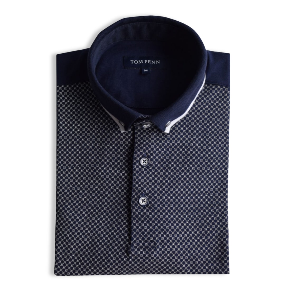 Tom Penn Panel Polo | Navy Print
