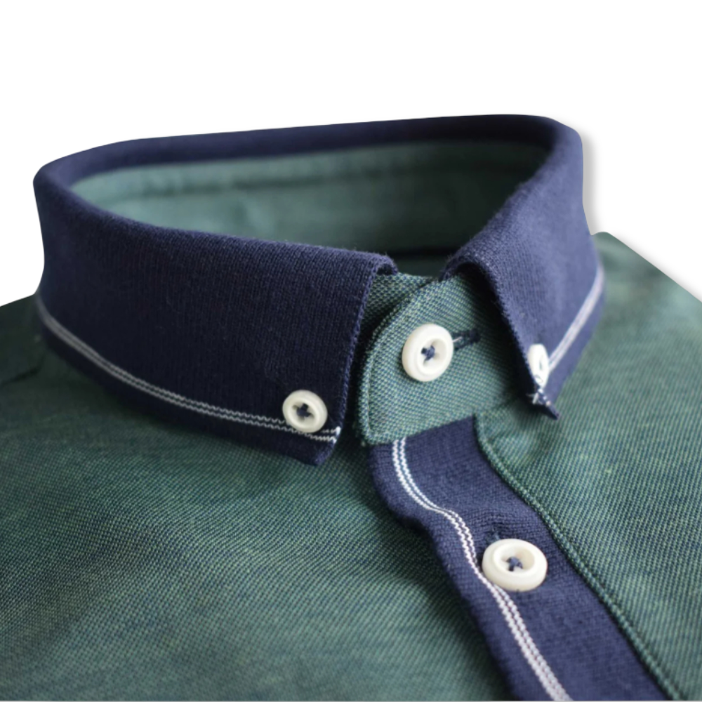 Tom Penn Polo | Knitted Collar Green