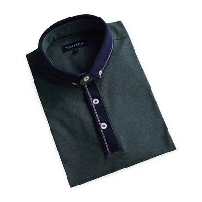 Tom Penn Polo | Knitted Collar Green