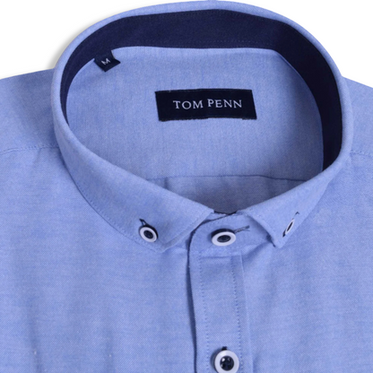 Tom Penn Sort Sleeve Oxford Shirt | Light Blue