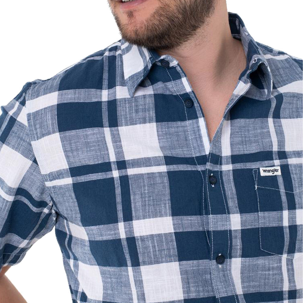 Wrangler Short Sleeve Check Shirt | Blue