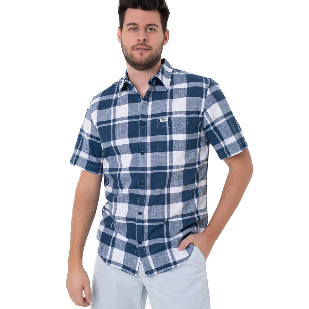Wrangler Short Sleeve Check Shirt | Blue