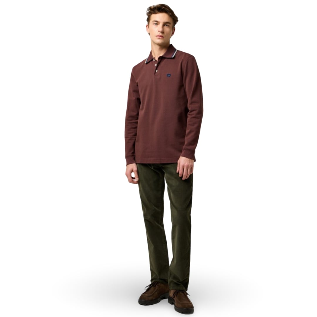 Wrangler Long Sleeve Polo | Mahogany